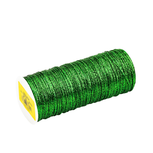Metallic string with green...