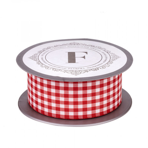 Picnic ribbon white/red 4cm/10m (225338)