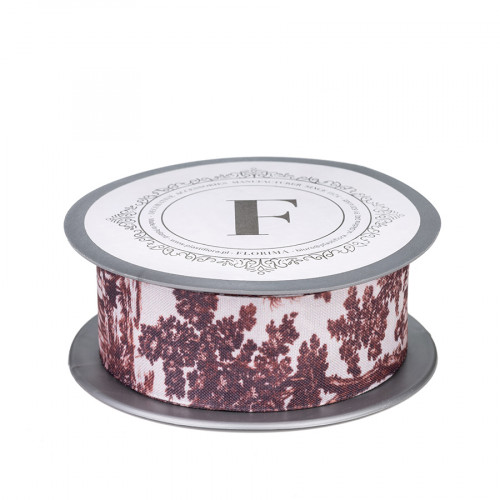 Toile de Jouy ribbon burgundy/white 3.8cm/10m (225558)