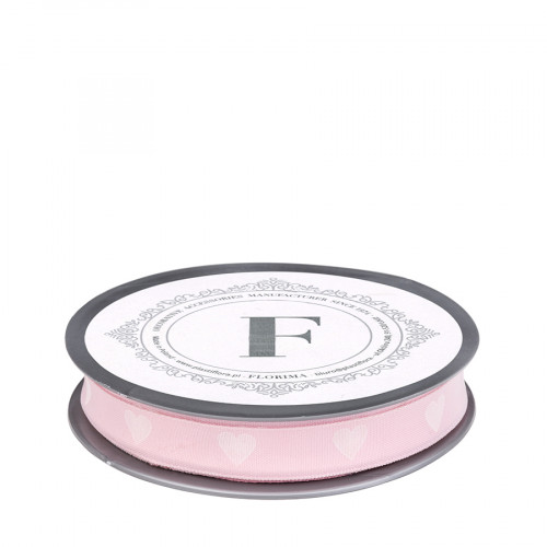 Heart ribbon light pink/white 1.5cm/10m (225459)