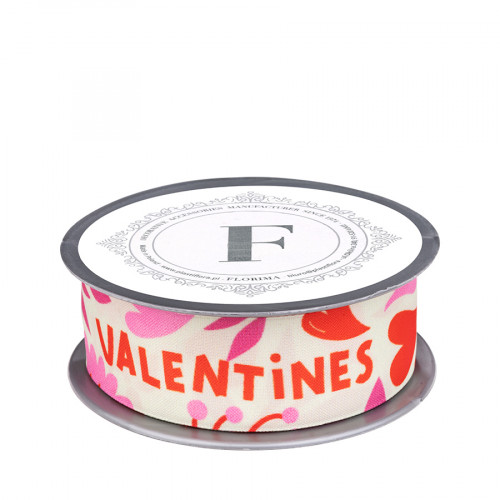 Valentines ribbon cream/orange/pink 3.5cm/10m (225573)